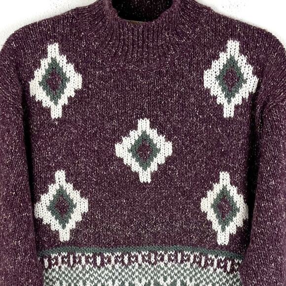 Vintage 90s Sweater Oversized Funnel Mock Neck Medium - Picture 4 of 8